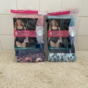 NEW 2  Packs Just My Size Cotton High Waist Brief Underwear, 6-Pack Size 12